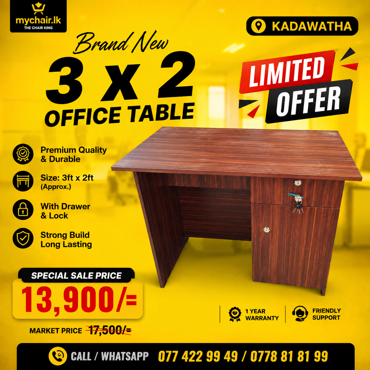 Brand New 3x2 Office Table sale in Sri lanka
