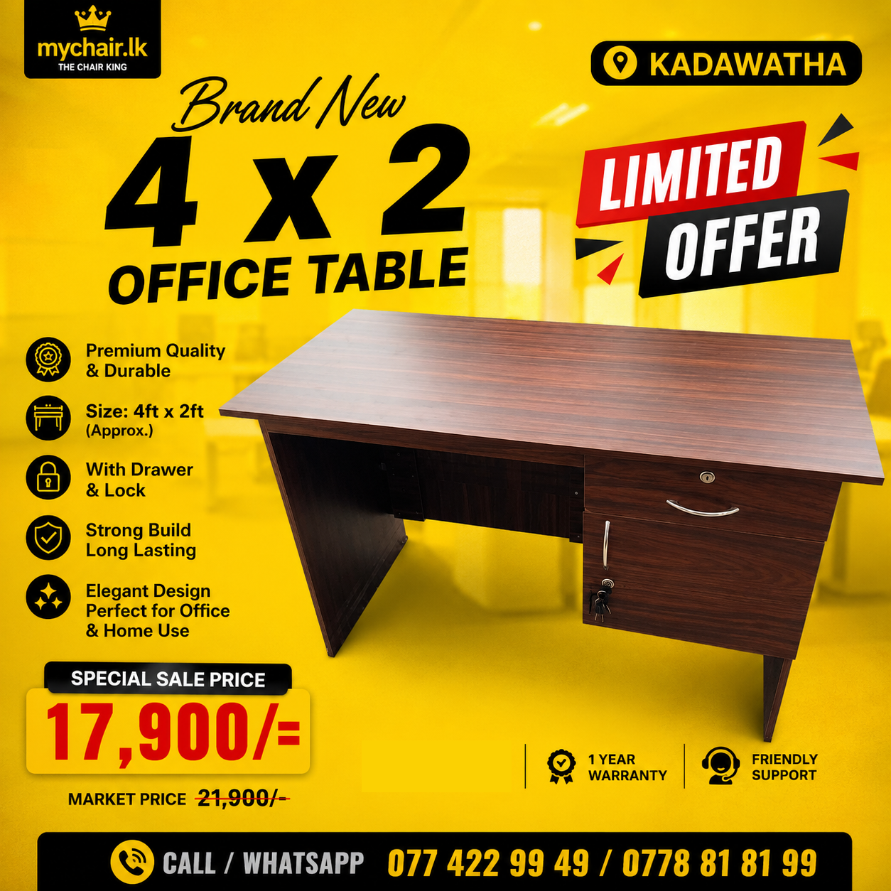 Brand New 4x2 Office Table sale in Sri lanka